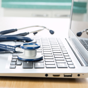 healthcare laptop with stethoscope